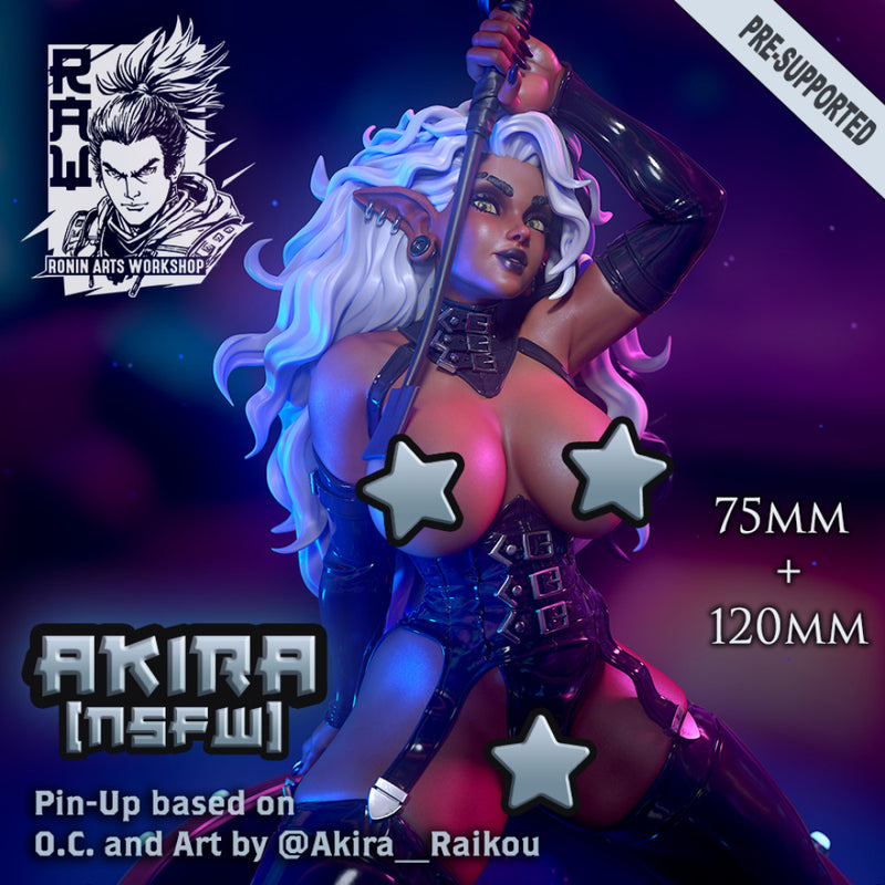 Akira - Dark Elf (NSFW) Pin-Up (75mm+120mm) - STL only - Only-Games