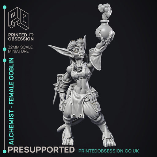 Alchemist - Goblin Female Artificer - PRESUPPORTED - 32mm scale - Only-Games