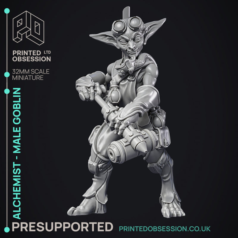 Alchemist - Goblin Male Artificer - PRESUPPORTRED - 32mm scale
