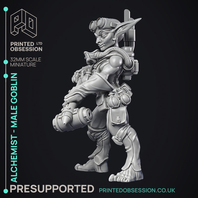 Alchemist - Goblin Male Artificer - PRESUPPORTRED - 32mm scale