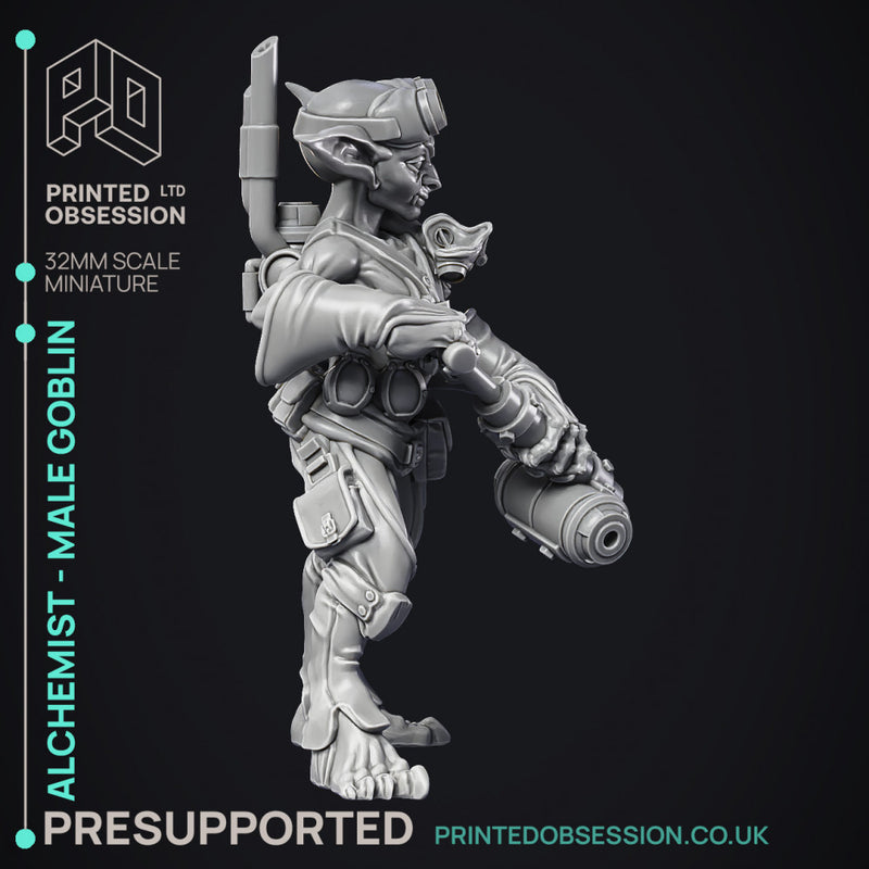 Alchemist - Goblin Male Artificer - PRESUPPORTRED - 32mm scale