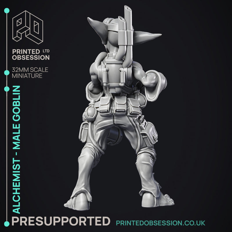 Alchemist - Goblin Male Artificer - PRESUPPORTRED - 32mm scale
