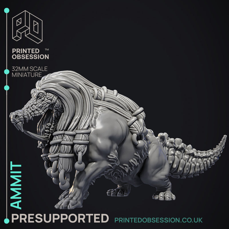 Ammit - Court of Anubis -  PRESUPPORTED - Illustrated and Stats - 32mm scale - Only-Games