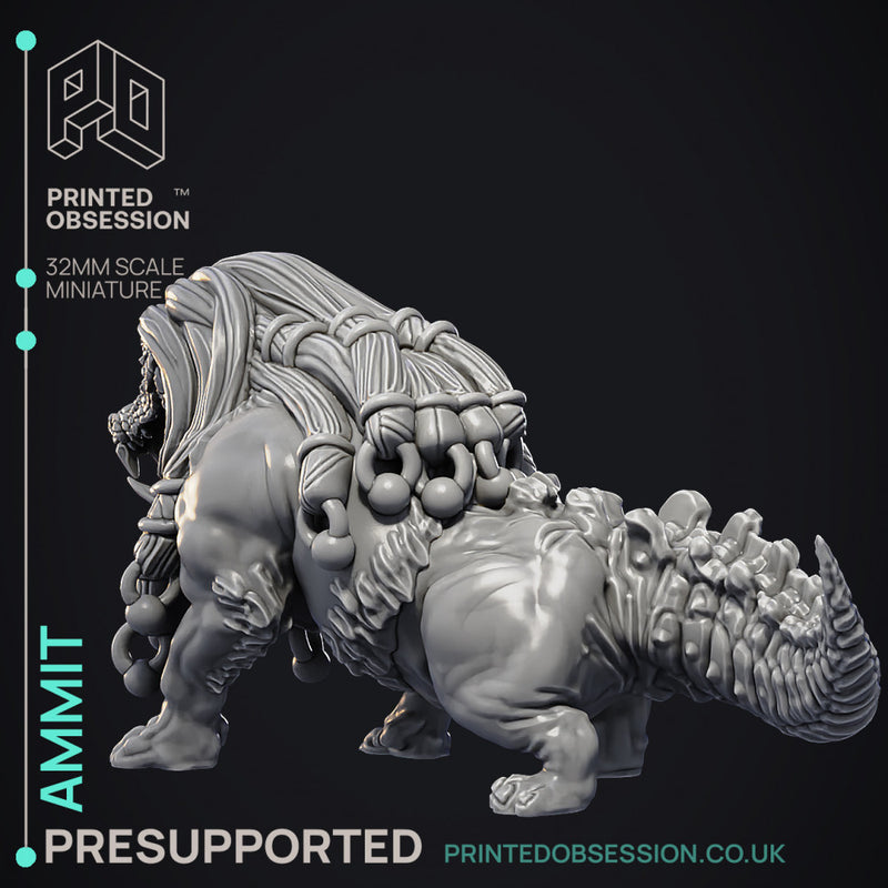 Ammit - Court of Anubis -  PRESUPPORTED - Illustrated and Stats - 32mm scale - Only-Games