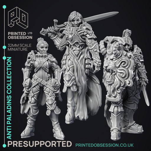 Anti Paladin Collection - 3 Models - PRESUPPORTED - Hell Hath No Fury - 32 mm Scale - Only-Games