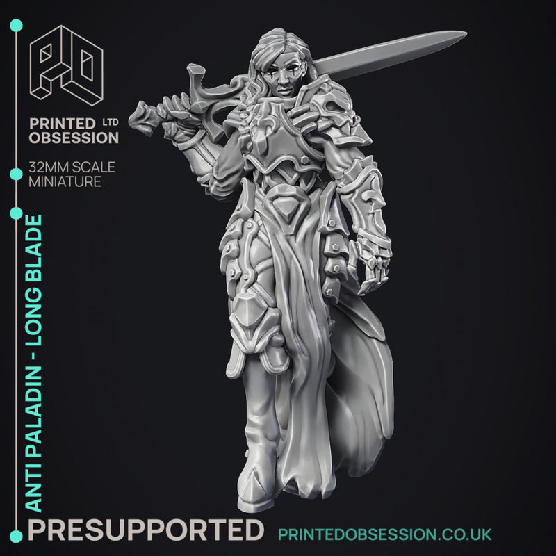 Anti Paladin - Long Blade - PRESUPPORTED - Hell Hath No Fury - 32mm scale - Only-Games