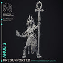 Anubis - God Of Death - Court of Anubis -  PRESUPPORTED - Illustrated and Stats - 32mm scale