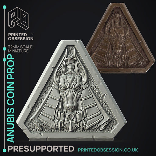 Anubis Coin - Prop - Side Quest Shop -  PRESUPPORTED - Illustrated - 32mm scale - Only-Games