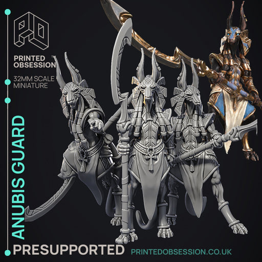 Anubis Guard - 3 Models - Court of Anubis -  PRESUPPORTED - Illustrated and Stats - 32mm scale - Only-Games