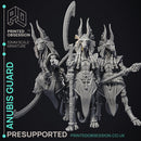 Anubis Guard - 3 Models - Court of Anubis -  PRESUPPORTED - Illustrated and Stats - 32mm scale