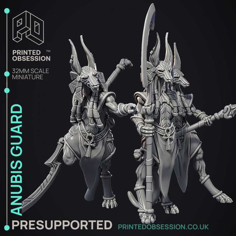 Anubis Guard - 3 Models - Court of Anubis -  PRESUPPORTED - Illustrated and Stats - 32mm scale
