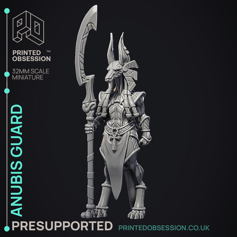 Anubis Guard - 3 Models - Court of Anubis -  PRESUPPORTED - Illustrated and Stats - 32mm scale