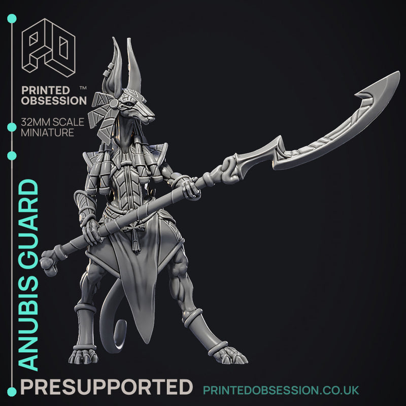 Anubis Guard - 3 Models - Court of Anubis -  PRESUPPORTED - Illustrated and Stats - 32mm scale