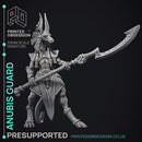 Anubis Guard - 3 Models - Court of Anubis -  PRESUPPORTED - Illustrated and Stats - 32mm scale
