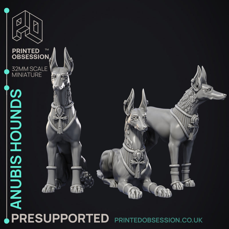 Anubis Hounds - 3 Models - Court of Anubis - PRESUPPORTED - Illustrated and Stats - 32mm scale - Only-Games