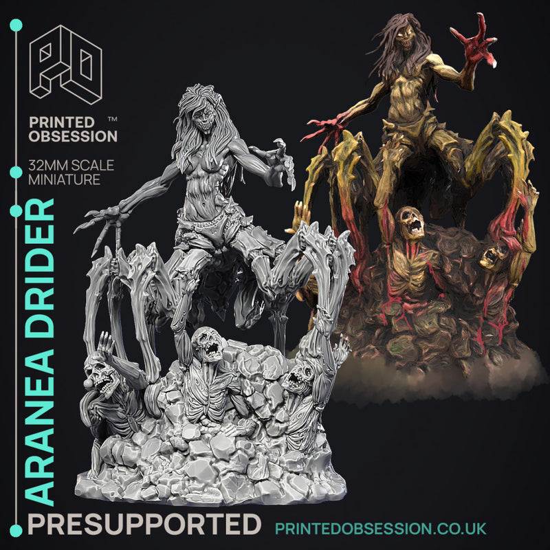 Aranea - Drider Necromancer - Godly Avatars -  PRESUPPORTED - Illustrated and Stats - 32mm scale
