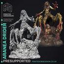 Aranea - Drider Necromancer - Godly Avatars -  PRESUPPORTED - Illustrated and Stats - 32mm scale