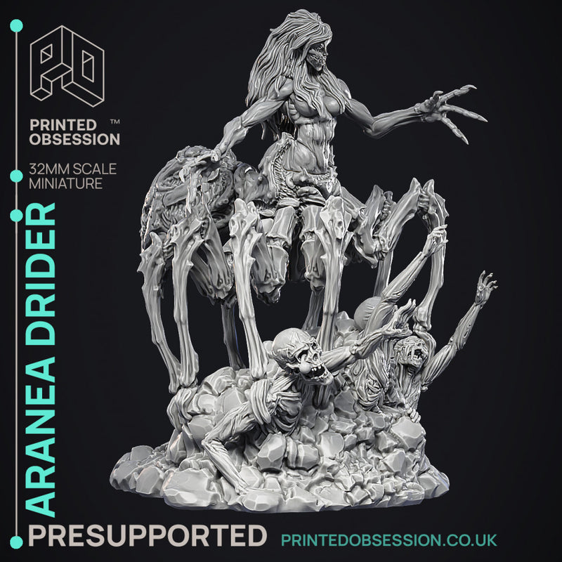 Aranea - Drider Necromancer - Godly Avatars -  PRESUPPORTED - Illustrated and Stats - 32mm scale