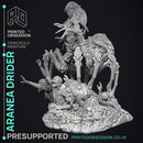 Aranea - Drider Necromancer - Godly Avatars -  PRESUPPORTED - Illustrated and Stats - 32mm scale