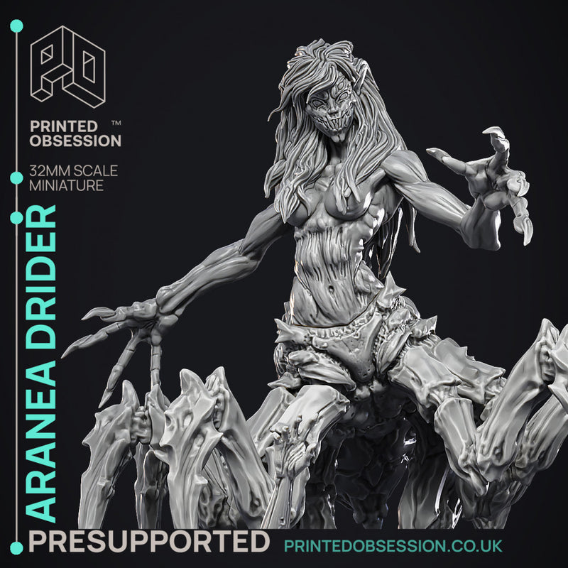 Aranea - Drider Necromancer - Godly Avatars -  PRESUPPORTED - Illustrated and Stats - 32mm scale