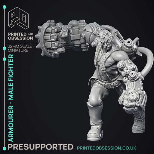 Artificer - Armourer - Male fighter - PRESUPPORTED - 32mm Scale - Only-Games