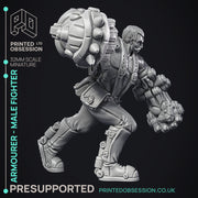 Artificer - Armourer - Male fighter - PRESUPPORTED - 32mm Scale - Only-Games