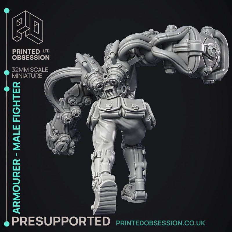 Artificer - Armourer - Male fighter - PRESUPPORTED - 32mm Scale - Only-Games