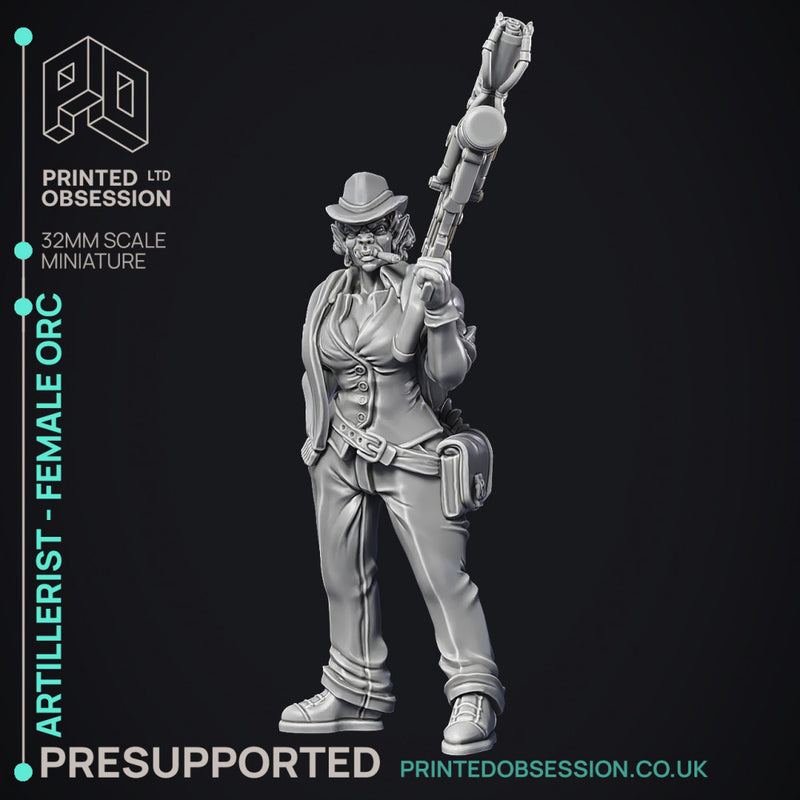 Artificer - Artillerist Female Orc - PRESUPPORTED - 32mm Scale