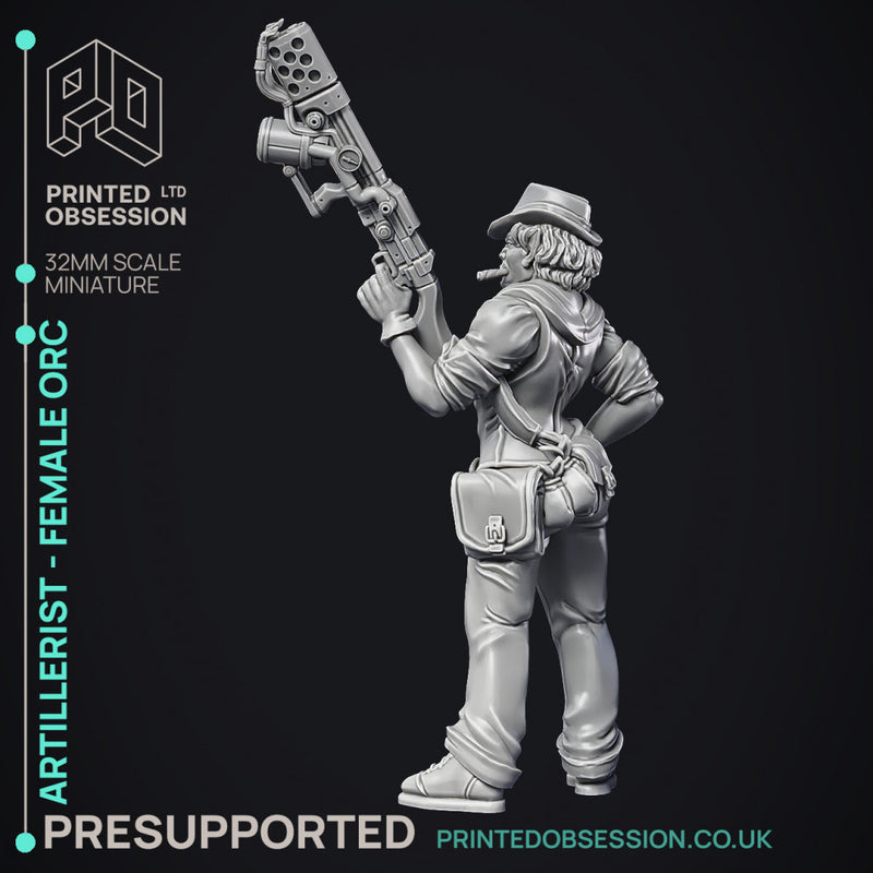 Artificer - Artillerist Female Orc - PRESUPPORTED - 32mm Scale