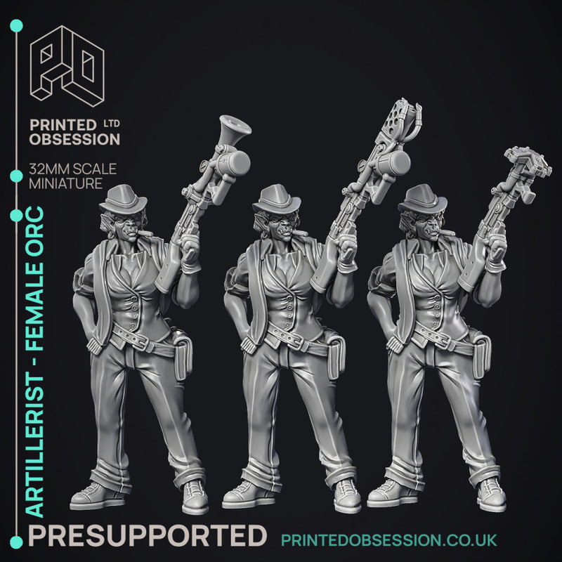 Artificer - Artillerist Female Orc - PRESUPPORTED - 32mm Scale