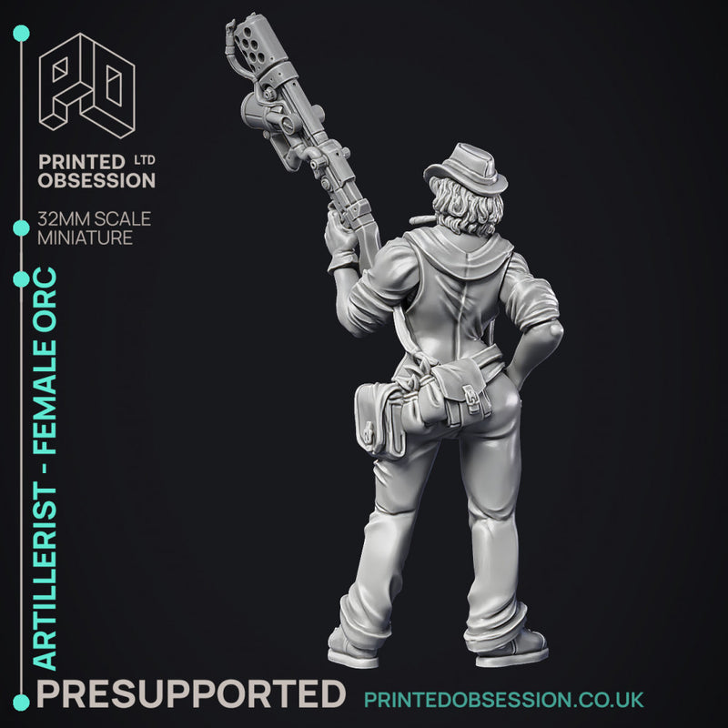 Artificer - Artillerist Female Orc - PRESUPPORTED - 32mm Scale