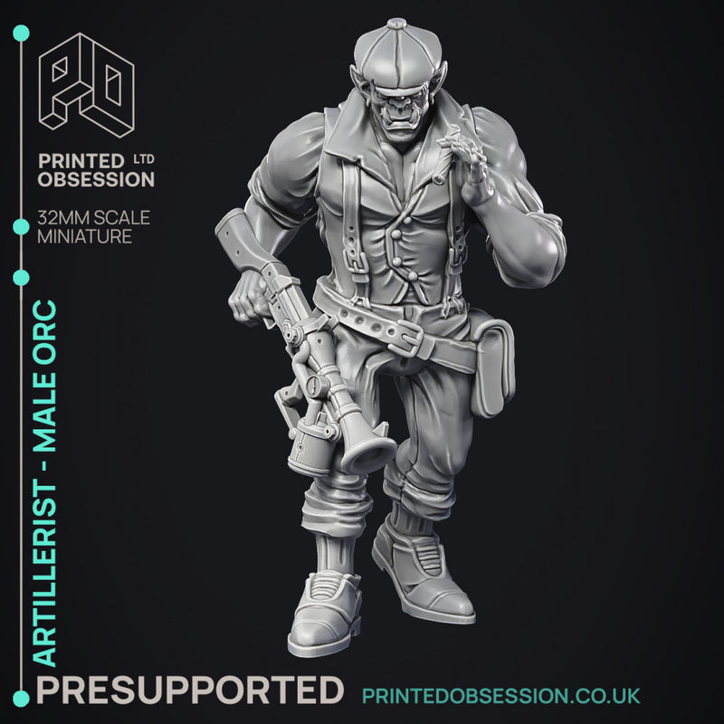 Artificer - Artillerist - Male Orc - PRESUPPORTED - 32mm Scale
