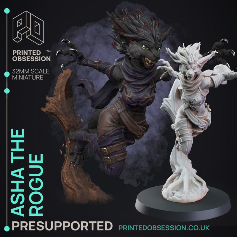Tabaxi Assassin - Tabaxi Caravan - PRESUPPORTED - 32mm scale.