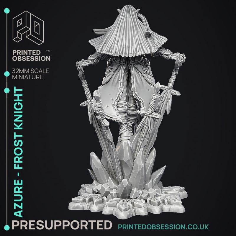 Azure - Frost Knight - Godly Avatars -  PRESUPPORTED - Illustrated and Stats - 32mm scale