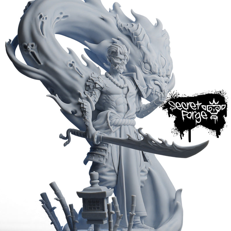 [Nero] Inner Demon – Samurai Warrior, Oni Spirit, Yokai with flame katana and mask, Shogun Swordsman dnd 5e stat block