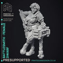 Battlesmith - Artificer- Female Dwarf - PRESUPPORTED - 32mm Scale