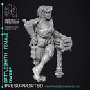 Battlesmith - Artificer- Female Dwarf - PRESUPPORTED - 32mm Scale
