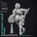 Battlesmith - Artificer- Female Dwarf - PRESUPPORTED - 32mm Scale
