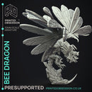 Bee Dragon - insectile Dragon - PRESUPPORTED - Illustrated and Stats - 32mm scale