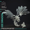 Bee Dragon - insectile Dragon - PRESUPPORTED - Illustrated and Stats - 32mm scale