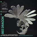 Bee Dragon - insectile Dragon - PRESUPPORTED - Illustrated and Stats - 32mm scale