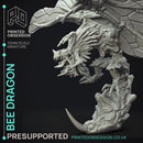 Bee Dragon - insectile Dragon - PRESUPPORTED - Illustrated and Stats - 32mm scale