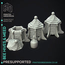 Bee Hives & Mead Jug - Enviromental scenery -  PRESUPPORTED - Illustrated and Stats - 32mm scale