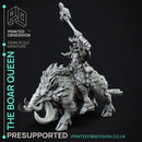 The Boar Queen - Female Orc Warlord - PRESUPPORTED - 32mm Scale - mounted and standing versions included.