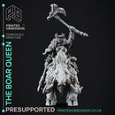 The Boar Queen - Female Orc Warlord - PRESUPPORTED - 32mm Scale - mounted and standing versions included.