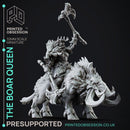 The Boar Queen - Female Orc Warlord - PRESUPPORTED - 32mm Scale - mounted and standing versions included.