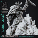 The Boar Queen - Female Orc Warlord - PRESUPPORTED - 32mm Scale - mounted and standing versions included.