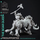 The Boar Queen - Female Orc Warlord - PRESUPPORTED - 32mm Scale - mounted and standing versions included.