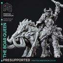 The Boar Queen - Female Orc Warlord - PRESUPPORTED - 32mm Scale - mounted and standing versions included.