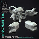 Bread Monsters - 4 Baked Monsters -  PRESUPPORTED - Illustrated and Stats - 32mm scale